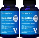 VitaMedica Bromelain & Quercetin Supplement - 500mg Bromelain 250mg Quercetin - 2400 GDU para Imunidade, Apoio Conjunto, Inflamação e Recuperação Músculo - 60 Cápsulas Vegan - 30 Servimentos (2 Pack)