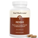 Real Mushrooms Reishi Mushroom Capsules - Handpicked Organic Mushroom Extracts - Red Reishi for Tranquil Daily Wellness with Verified Beta Glucans Vegan, Non-GMO, No Grain Fillers, 200 ct