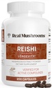 Véritables champignons Reishi Capsules de champignons - Extraits de champignons biologiques cueillis à la main - Red Reishi pour le bien-être quotidien Tranquil avec bêta-glucanes végan, non-OGM, pas de remplissage de grains, 200 ct