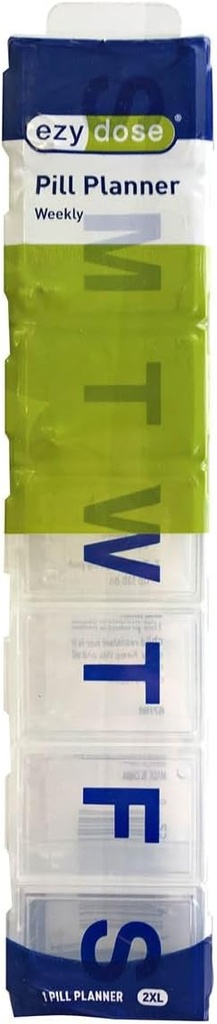 EZY DOSE Weekly (7-Day) Organizator de pastile, Case de vitamine și cutia de medicamente, Lid-uri clare, 2X-Large