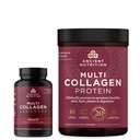 Ancient Nutrition Multi Collagen Advanced Capsules, Muscle, 90 Count + Multi Collagen Protein Powder, Unflavored, 45 Servings