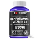 Benfotiamine 600mg Plus 20mg Vitamin B1 | 120 Veggie Capsules | Made in USA | 3rd Party Tested | Fat Soluble Essential Vitamin B1 Thiamine Supplement | Non-GMO | Gluten Free-Vegetarian Friendly