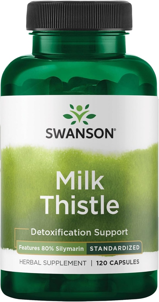 Swanson Milk Thitle (Štandardizovaný) - Bylinné Pečeň podpora doplnok w/ 80% Silymarin - Prírodná formula pomáha udržať celkové zdravie a pohodu - (120 Kapsule)