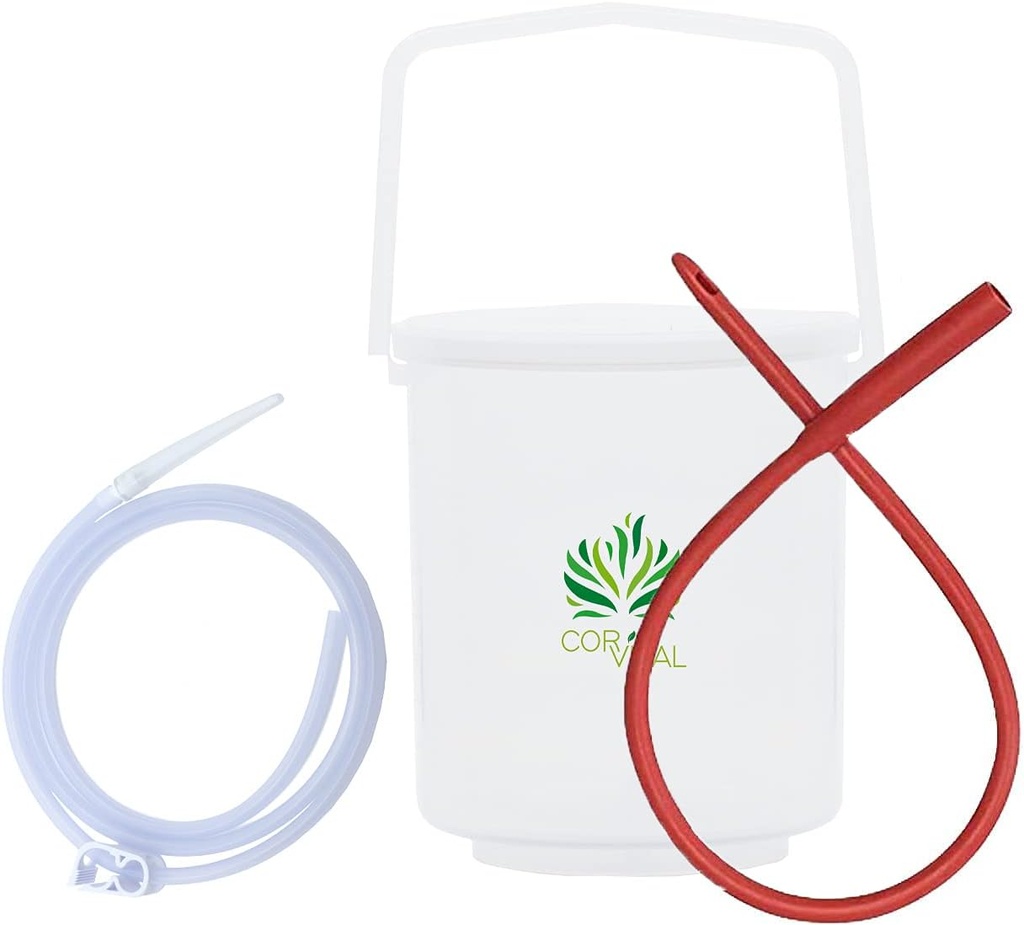 Kit de enema de café para limpeza Colon - Recomendado por Gerson Home Kit de enema - Kit de balde Enema com tubo vermelho - Colon Detox Organic Coffee Enema - Enema Coffee Colon Cleanser - Colon Health