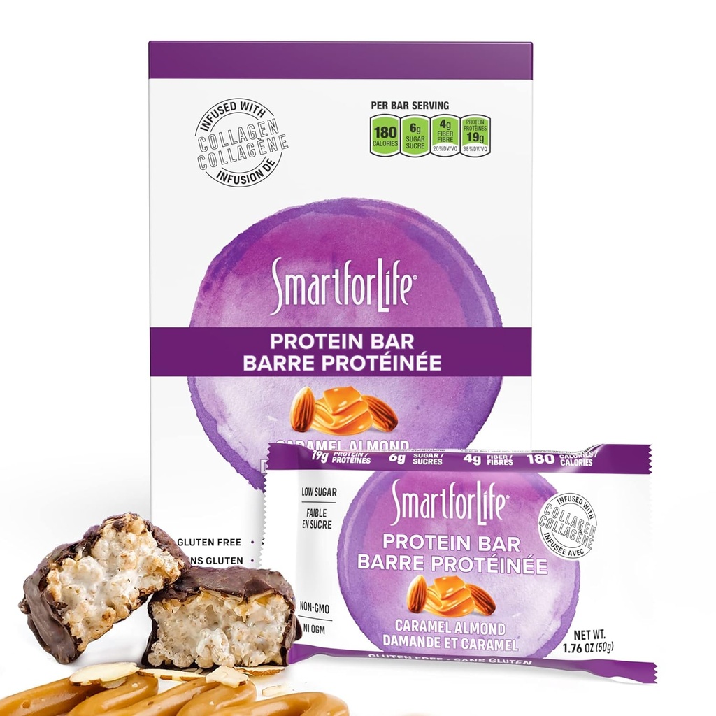 Smart for Life High Protein Bars - Caramel Mandel - Crunchy 19g Protein Bars - 12 Bars - Protein Snacks - Caramel Protein Bar