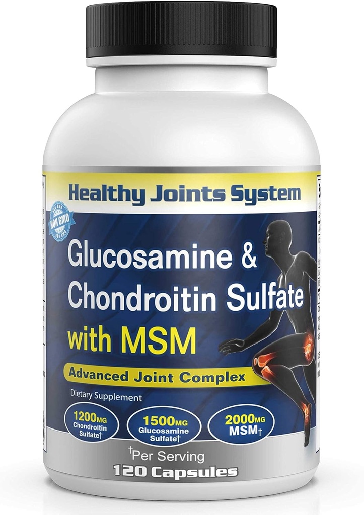 Glucosamina Chondroitin MSM Supplemento per Joint & Bone Health - 120 capsule | Supporto misto & Discomfort Rilievo per schiena, ginocchio, mani