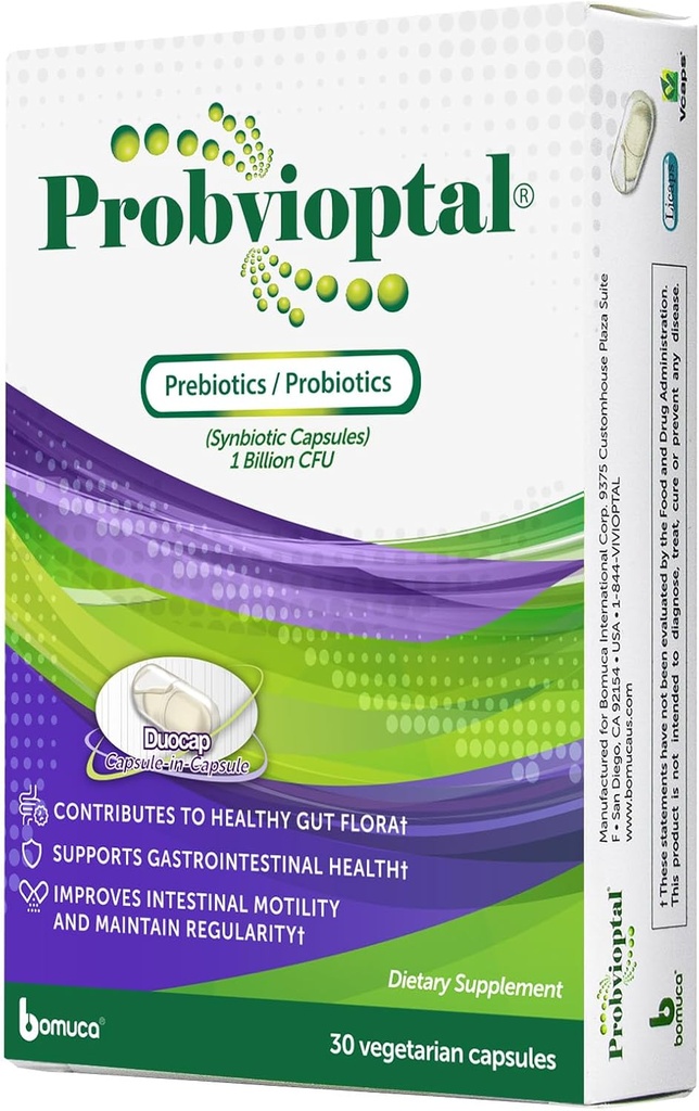 Probvioptal, 30 cápsulas, Probióticos e Prebióticos, Duocap, 1 Billion CFU, Gluten Free