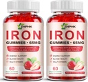 Supplement Gummies สําหรับผู้หญิง, ผู้ชาย & เด็ก, 65mg เหล็กกล้า & 250 mmg วิตามิน C ต่อการให้บริการ-สุขภาพเลือด, พลังงานและอิมมูนสนับสนุนวิตามินเหล็ก