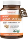 USDA Organic Ashwagandha Supplement - High Potency Ashwagandha Pills Made With Organic Black Pepper for Enhanced Absorption - Vegan Non-GMO Made in the USA & Lab Verified (2 Months Supply)