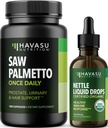 HAVASU NUTRICION Stinging Nettle Leaf Extract šķidruma pilieni (60 Servē) un Zāģa Palmetto kapsulas (100 Servē)