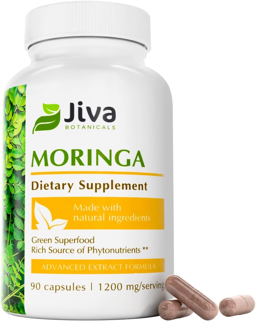 Jiva Bologys Moringa lefts capsoules - ที่ผลิตจาก Moringa Gaily และ Oleifra Supplement for Immuni & Statal Comples - 90 Capsoles (Pack of 1).