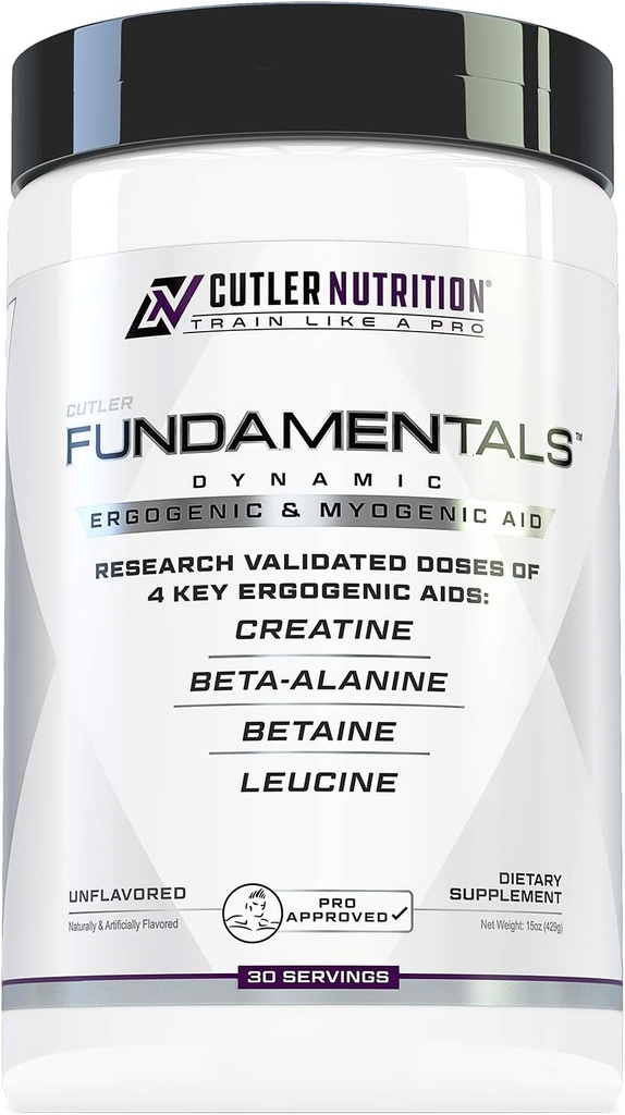 Fundamentals Intra 또는 Post 운동 회복 음료 : 최대 성능 및 근육 성장을위한 4 키 Ergogenic 보조 : Creatine, Beta-Alanine, Betaine 및 Leucine, 30 서빙, Unflavored