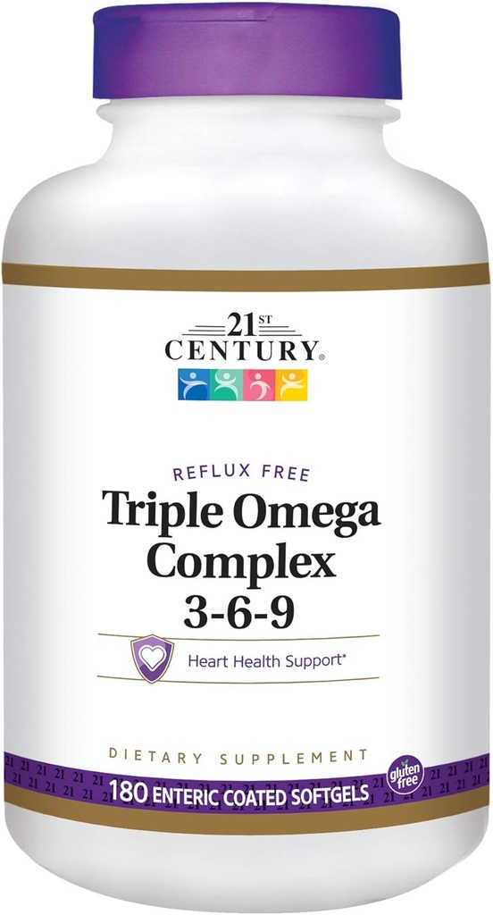 21 세기 다이어트 보충 트리플 오메가 Complex 3-6-9 Enteric 코팅 Softgels, 180-Count 병 (팩 2)