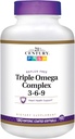 21. storočie Dietary Supplement Triple Omega Complex 3-6-9 Enteric Coated Softgels, 180-Count Bottles (Pack of 2)