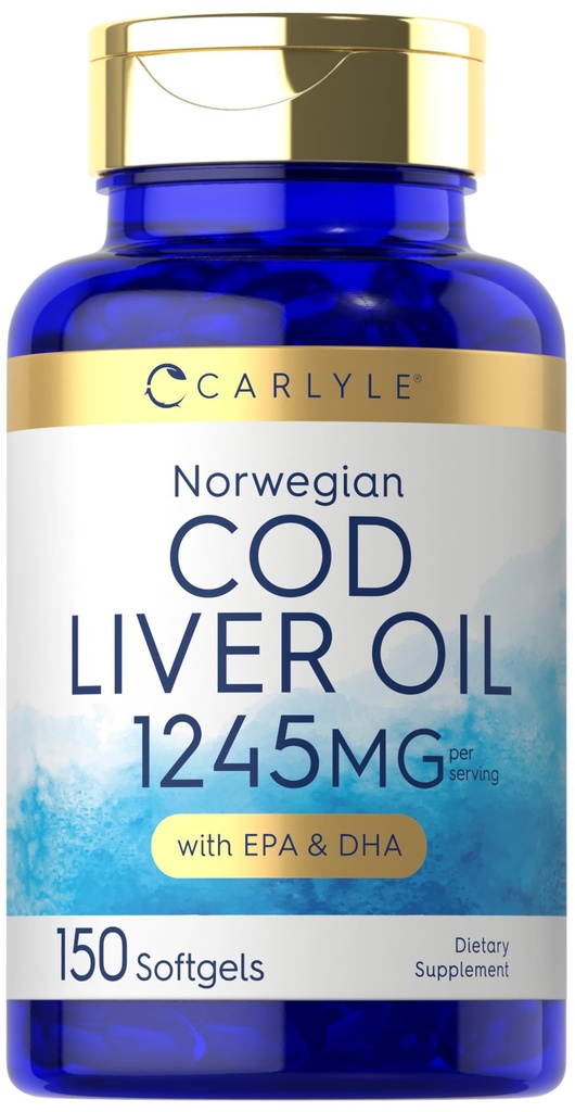 Carlyle Norwegian Cod Liver Oil | with EPA & DHA | 1245mg | 150 Softgels | Liquid Capsules | Non-GMO & Gluten Free Supplement