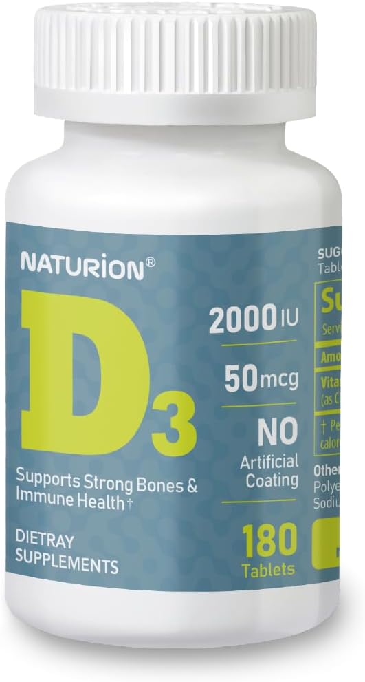 D3-vitamin 2000iu (50 mcg) 6- hónap ellátás immuntámogatás, egészséges izomműködés, és csontegészség - Non-GMO, glutén mentes, B2-vitamin - (Mini tabletta), 180 gróf