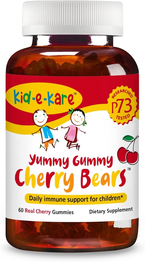 NORTH AMERICAN HERB & SPICE Kid- e-kare Yummy Gummy Cherry Bears - 60 Real Cherry Gummies - Dienos imuninė parama vaikams - su P73 Oreganol & Black Seed Oil - Non- GMO - 30 Paslaugos