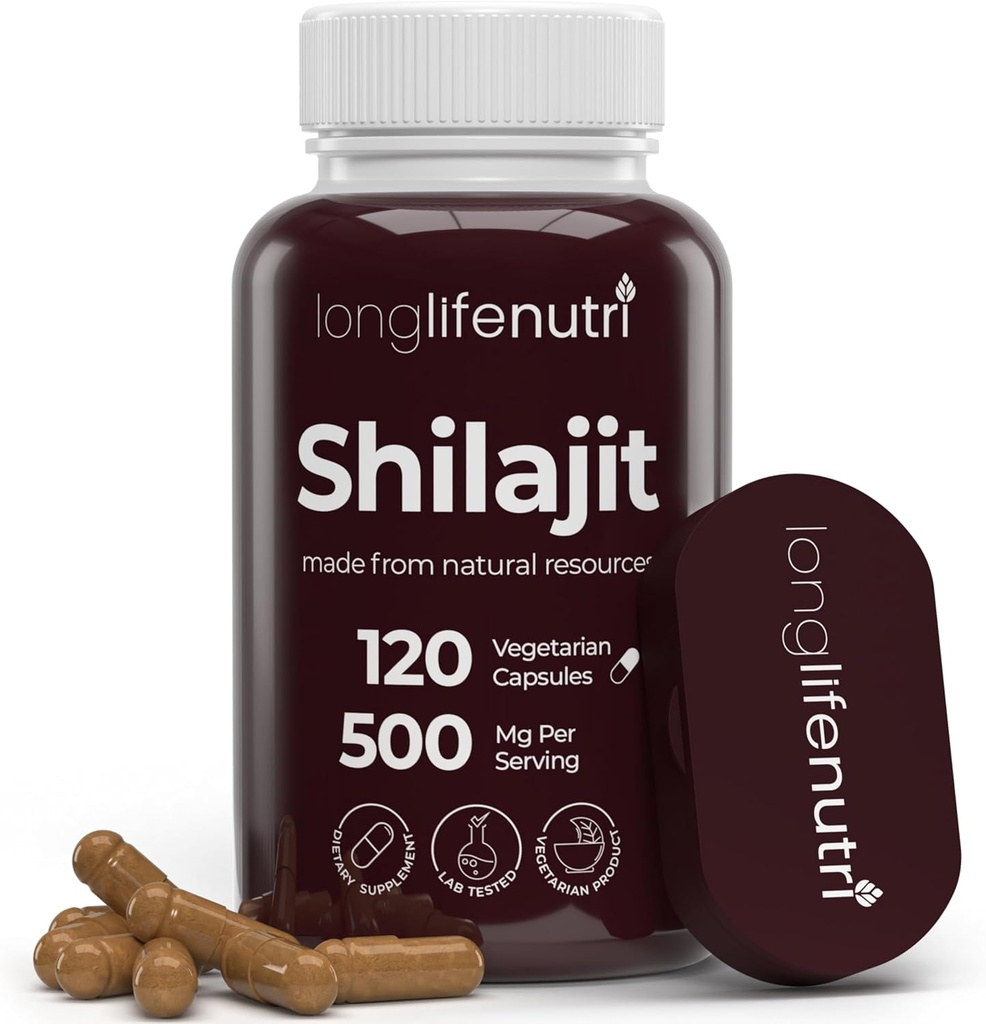 Shilajit Pure Himalayan 提取500mg,含15%的富尔维酸500mg - 120 植物胶囊,4个月供应,生命和精神清晰的有机补充,美国制造,Gluten Free, Non-GMO