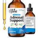 Wild & Organic Adrenal Support Supplements - Mood & Energy Support - Ashwagandha & Rhodiola Rosea Extract Complex for Women & Men - Add to Tea Liquid Drops - Vegan, No Sugar & Alcohol - 4 fl oz