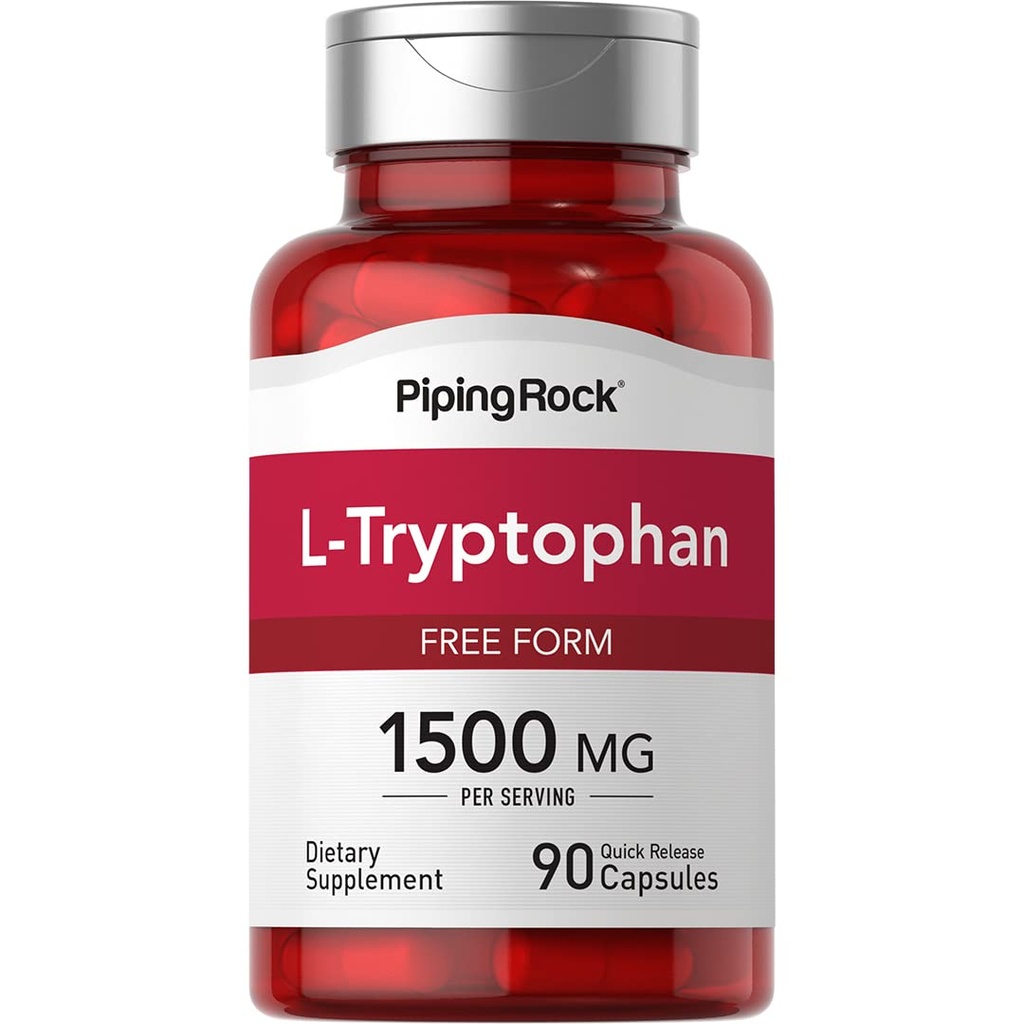 Piping Rock L-Tryptophan 1500 mg | 90 Capsules | Free Form | Non-GMO, Gluten Free Supplement