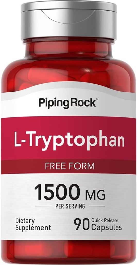 Piping Rock L-Tryptophan 1500 mg | 90 capsule | Free Form | Non-GMO, Gluten Free Supplement