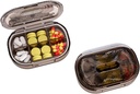 Lille Pill Box, Moisture Proof Pill Case, Reise Pill Organizer for Pocket Purse, Daglig Bærbar medisin Vitamin, Fiskeolje, Supplement (svart-3)