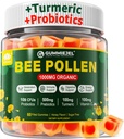 בריאות ומשקל אבקת דבורים אורגני 1000 מ"ג, w/Probiotics, Prebiotics & Turmeric, Bee Pollen Gummies עשירים B-Vitamin, Antioxidants, Amino Acids, for Digestive, Weight & Energy