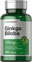 Horbäach Ginkgo Biloba Supplement | 120mg | 240 Tablets | Standardized Herbal Extract | Flavone Glycosides | Vegetarian, Non-GMO, and Gluten Free