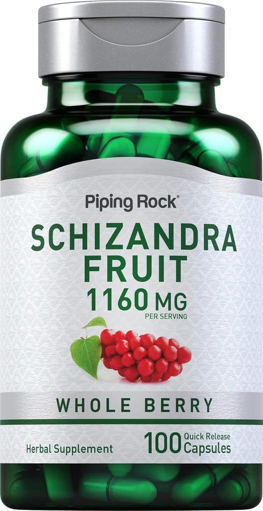 Piping Rock Schizandra Berry 水果 Capsules 1160mg ××100 Counter ×× Non-GMO, Gluten Free Supple Supplement (英语).