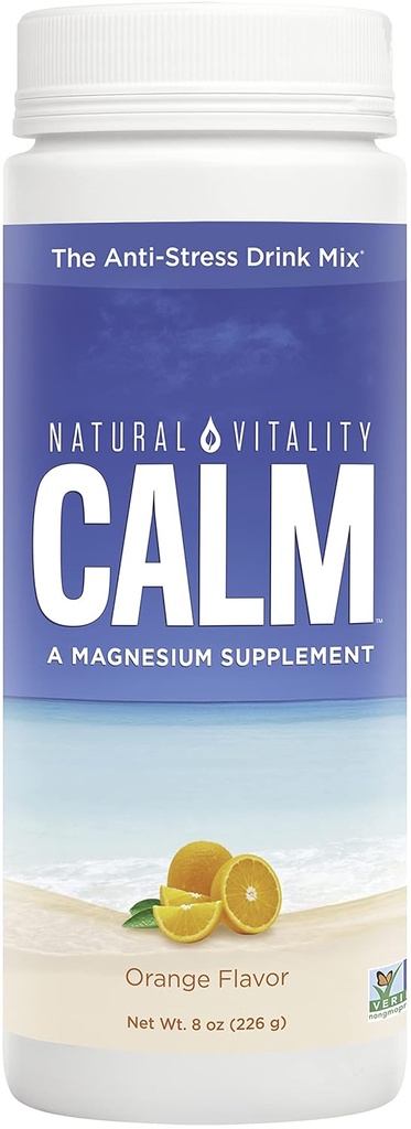Naturala Vitality Calm, Magnesium Supplement, Anti-Stress Drink Mix Powder, Originala, Laranja - 8 Ounce (Maiatzaren Vary)