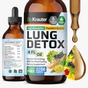 BIO KRAUTER Lung Detox pilieni - Pure Vegan Lung Cleanse Šķidrā forma 4 Fl.Oz 56 Dienas piegādes - Blend Mullein, Elderberry, Sting Nattle, Ginseng & Angelica ekstrakti - Respiratorais atbalsts