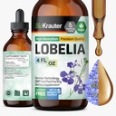 BIO KRAUTER Lobelia Tinctuur voor Lung Cleanse & Detox - Pure Vegan Lobelia Herb Liquid Extract - 4 Fl.Oz 168 Days of Supply - Respiratory Support Supplement - Alcohol & Sugar Free, Non-GMO