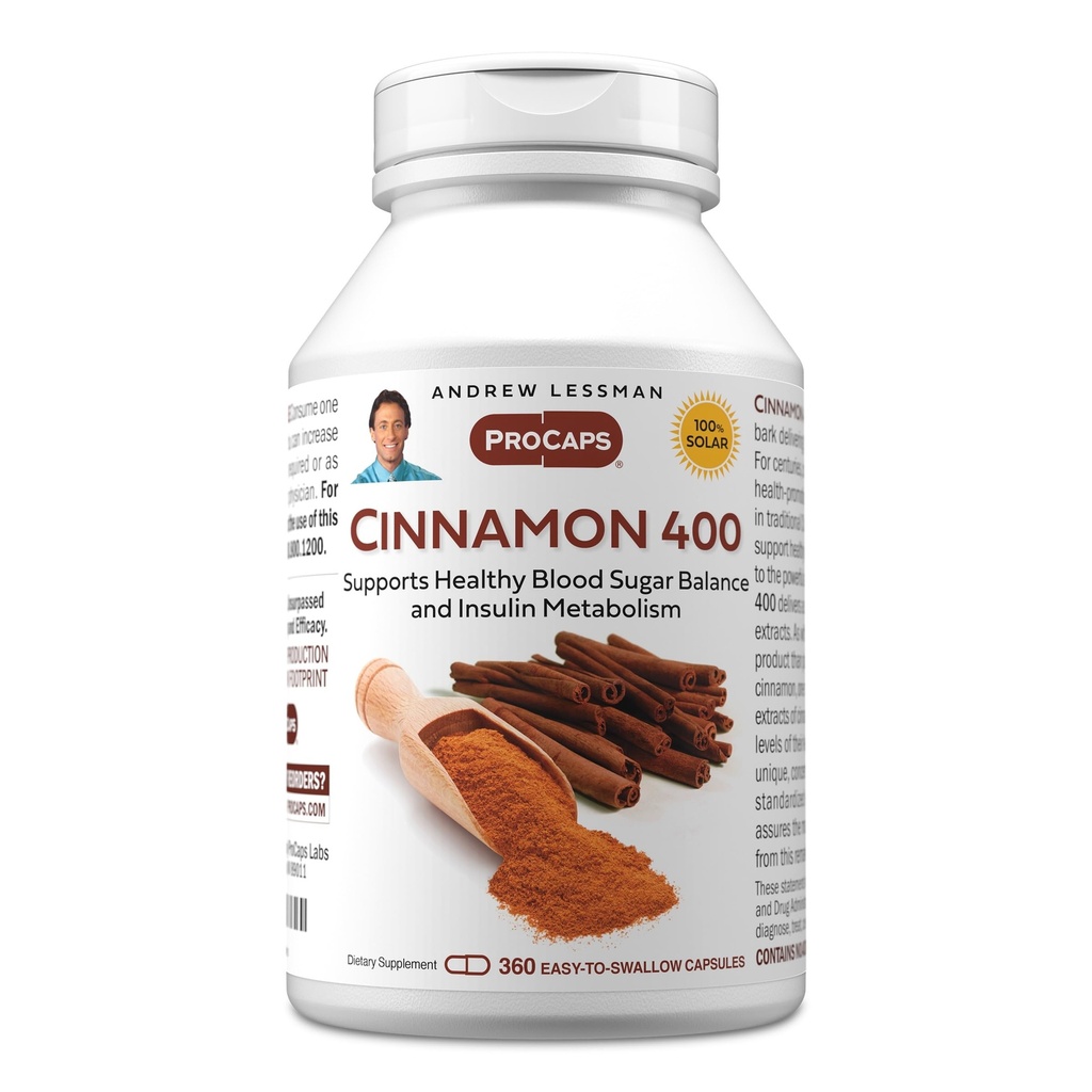 ANDREW LESSMAN Cinnamon 400mg - 360 Capsules - High Potency, Standardized Extract. No Additives. Small Easy to Swallow Capsules