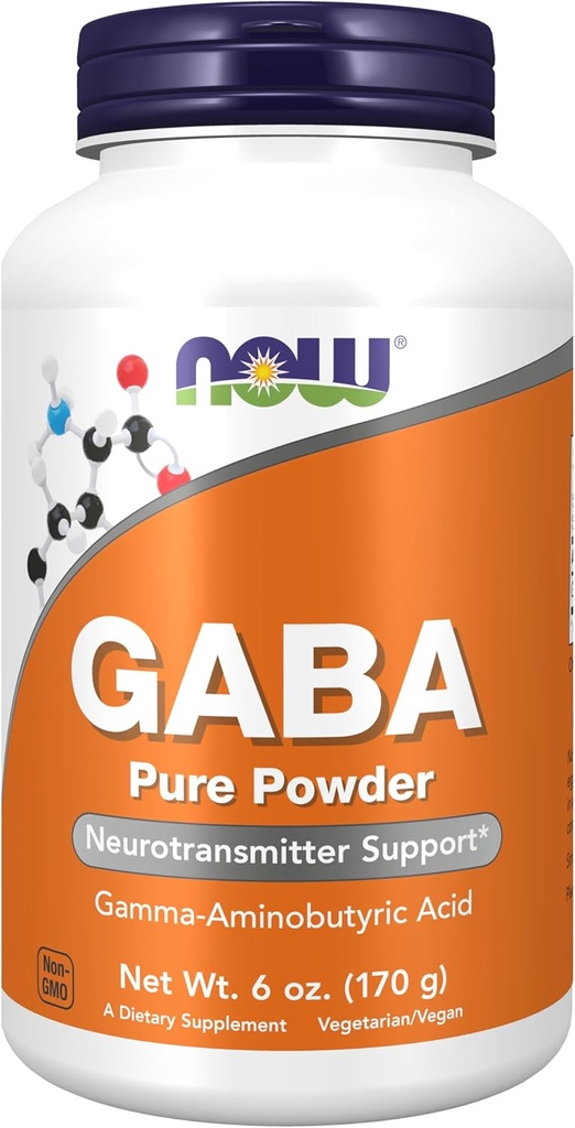 NOW Foods Supplements, GABA (Gamma-Aminobutyric Acid) Pulver, Neurotransmittor Support*, 6-Ounce