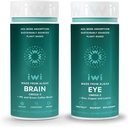 Iwi Life Brain & Eye Omega-3 Bundle, 30 Servering, Vegan Plant- baseret Alger Omega 3 med EPA + DHA, Krill & Fish Oil Alternative, Ingen Fishy Eftersmag