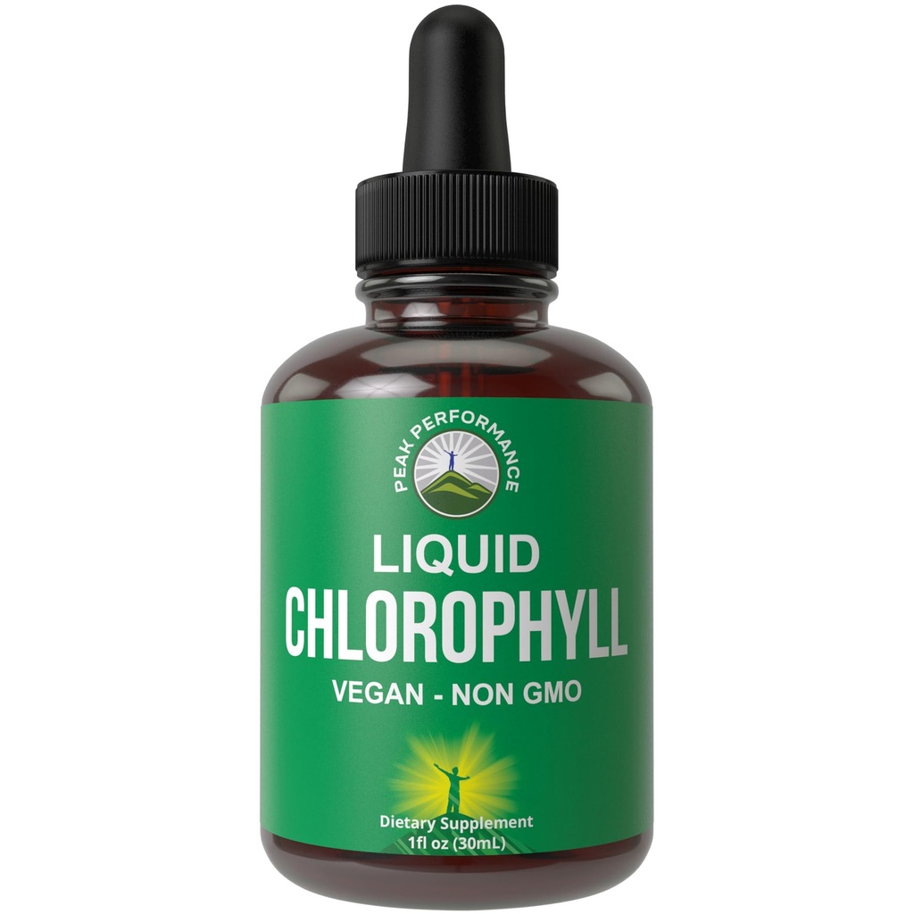 Chlorophyll Liquid Drops - Ultra High Purity, Alcohol Free, Non-GMO, Gluten Free Liquid Chlorophyll Drops Supplement. Take with Water. Internal Deodorant + Skin Care, Immune, and Digestive Support