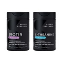 Sports Research® Vegan Biotin 10,000mcg with Coconut Oil Max Strength Vitamin B7 120 Softgels (4 Month Supply) and Double Strength L-Theanine Supplement 200mg 60 Softgels