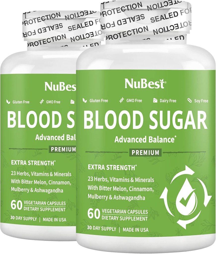 Blood Sugar - Advanced Formula with Bitter Melon, Ashwagandha, Cinnamon, Chromium, Magnesium, Vitamins, Alpha Lipoic Acid, Cayenne Pepper & More | Pack 2
