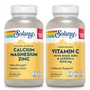SOLARAY Calcium Magnesium Zinc and Timed Release Vitamin C - Bone Health, Immune Support Bundle, 1000mg Calcium, 500mg Magnesium, 1000mg Vitamin C Supplement, Vegan, 60-Day Guarantee, 275 VegCaps Each