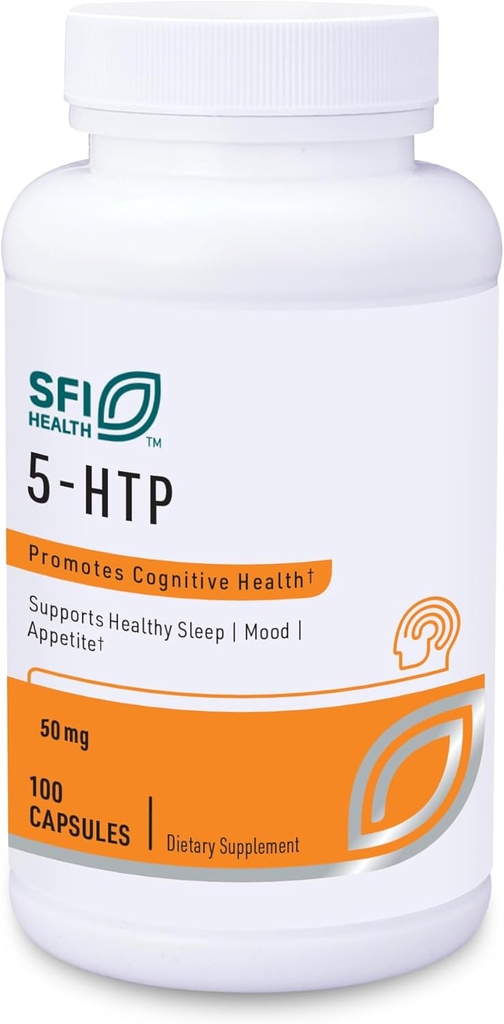 Klaire Labs SFI Health 5-HTP 50 mg - Hypoalergénna 5-HTP z Griffonia Seed Extract - Hydroxytryptofán Serotonin Suplement to Promotion Mood (100 Kapsule)