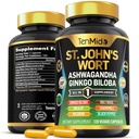 St.John's Wort Supplement - 8in1 Formula - Combine with Ashwagandha, Ginkgo Biloba, Shilajit, Valerian, Holy Basil, Chamomile, and Black Pepper - 120 Vegan Capsules for 4 Months Supply