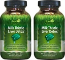 Irwin Naturals Milk Thistle Liver Detox - 60 lichid Soft-Gels, Pachet de 2 - Sprijină Sănătatea ficatului cu Dandelion, Anghinare, Turmeric & Green Beet Root - 60 Total Servings