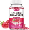 Calcium Magnesium Zinc Gummies, Calcium Magnesium 2:1 Ratio עם ויטמין D3, K2, B6, B12 עבור כוח העצם, תפקוד שרירים ובריאות עצבית, תוספת Absorption פורמולה, טבעוני, Raspberry Flavor 60 חניכיים
