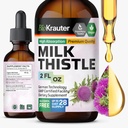 BIO KRAUTER Milk Thistle Liquid Drops - Milk Thistle Silymarin Máj Support Supplement - Alkohol és cukor mentes tinktúra májtisztító - 2 Fl. Oz.
