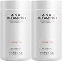 Codeage ADK Vitamini dopolnilo - Essential Vitamin A, D3 5000 i.e., K1 & K2 (MK4 & MK7) - 6-mesečni dovod - 1 kapsula na serviranje, ne-GMO, Gluten-free - 2-pak