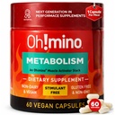 Oh!mino Metabolism Support Supplement for Efficient Fat to Energy Conversion w/L-Carnitine, Phenylcapsaicin, & Vitamin B3 - Non-Jitters, Stimulant-Free, Vegan, Non-Dairy Capsules (60 Servings)