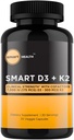 Vitamina D3 + K2 - Saúde ósea e soporte inmune - 7000 IU(175 MCG)D3 + 500 MCG K2 - Cofactores B6, magnesio e zinc - Gluten Free, Vegan, Non-GMO - Suplemento dietético - 30 cápsulas de Veggie