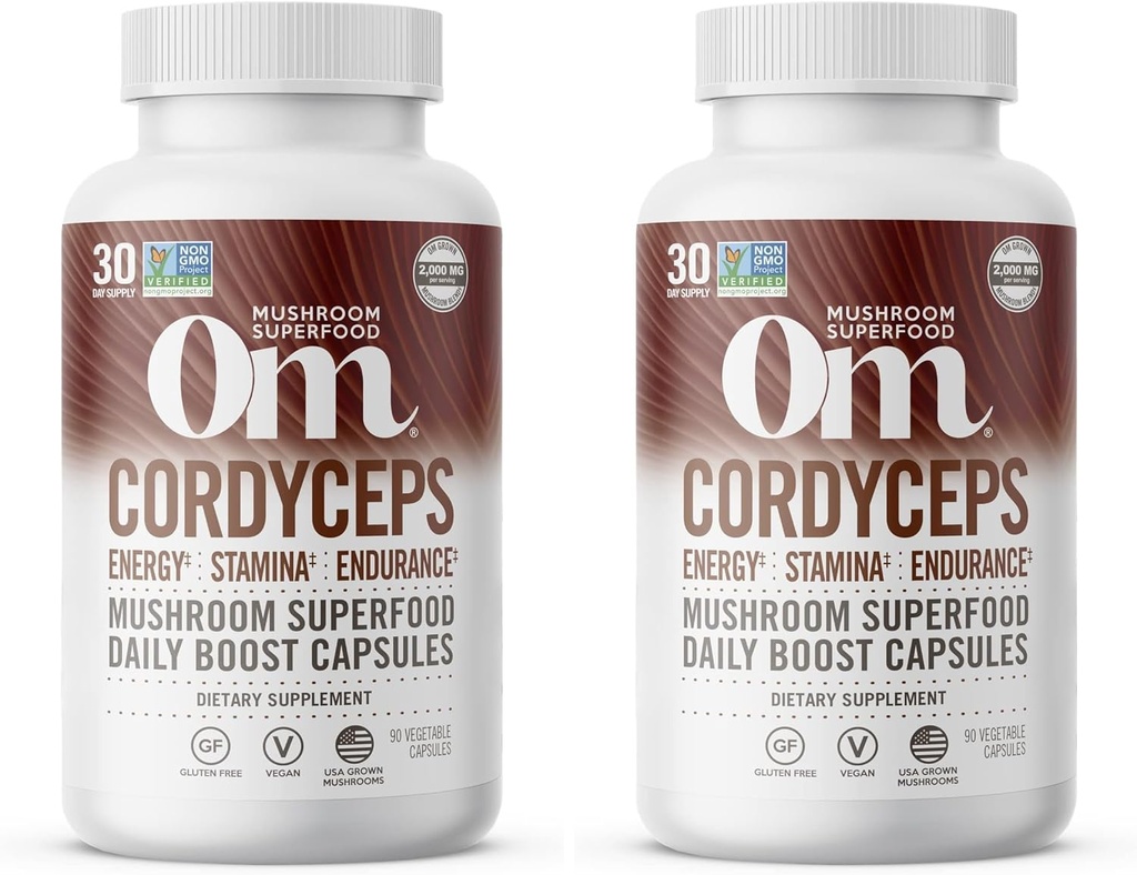 Om Kushroom Superfood Corggyceps Mshush room Capsules Superfojop suplementaris, 90 comtats, 30 dies, Energia, energia, Stamina i suport final, Superfoople suplementari per al rendiment esportiu (Par de 2)