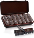 Pillen Organizer 2 keer per dag, Weekly Travel Case voor vitamines, visolie + 2 afneembare schattige dozen (Brown)