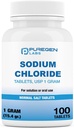 Puregen Labs Chlorid sodný Tablety 1 gm (1000 mg), USP 124; (15.4gr.)